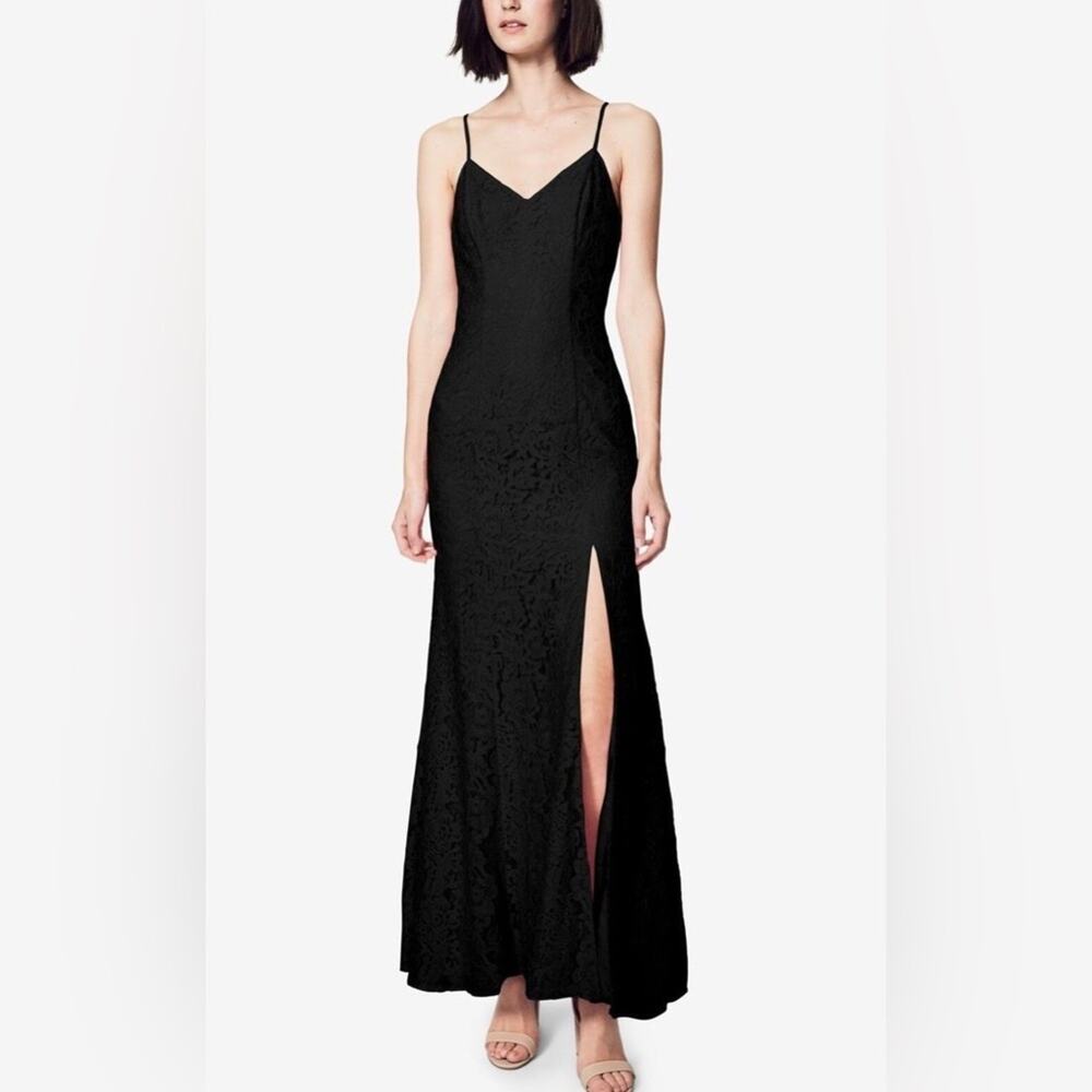Fame and Partners The Lupin Dress Black Lace Leg Slit Maxi Dress Size 8 Gown